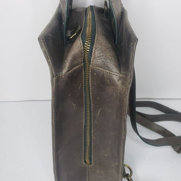 Tommy Bahama Convertible Purse Backpack Leather Bag Distressed Gorpcore Olive